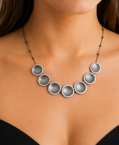 Necklace in Oxidized Silver. Sunflower Collection