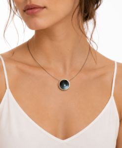 Oxidized Silver and Gold Pendant. Sunflower Collection