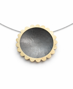 Colgante Plata Oxidada y Oro. Colección Girasol