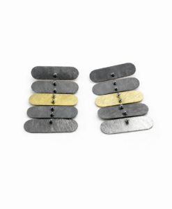 Earrings in Oxidized Silver and Gold. Duna Collection.