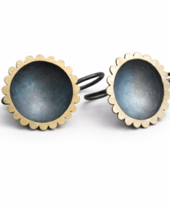 Earrings in Oxidized Silver and Gold. Sunflower Collection