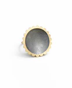 Anillo Plata Oxidada y Oro. Colección Girasol