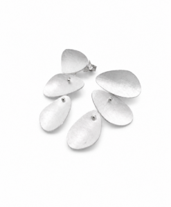 Medium composite earrings in matte silver. Musclus Collection
