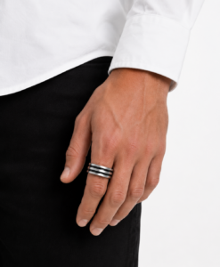 Oxidized Lines Ring in Silver.