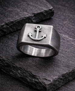 Oxidized Silver Anchor Ring.
