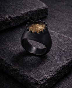 Gold and Oxidized Silver Ring Tower.