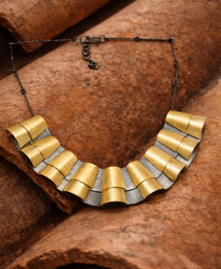 Collar en Plata y Oro. Colección Tejas