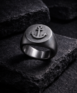 Oxidized Silver Anchor Ring.