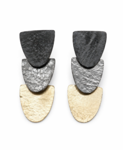 Pendientes en Plata Oxido y Oro. Colección Drac