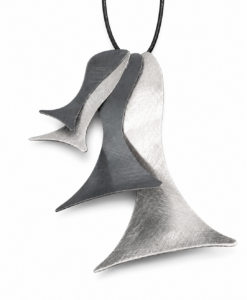 Silver and Oxidized Silver Fish Pendant.
