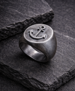 Anillo Sello Ancla en Plata.