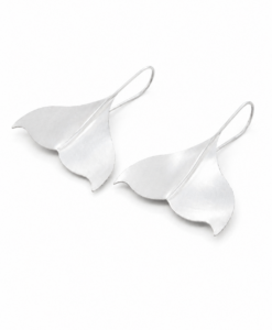 Whale Tail Earrings in Silver.