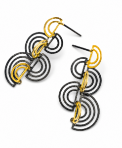 Pendientes Plata y Oro medianos. Colección Kimono