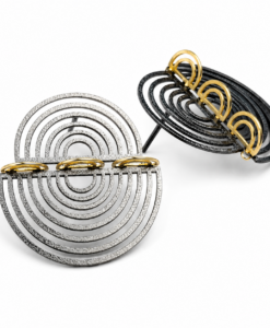 Pendientes en Plata Oxidada y Oro. Colección Kimono